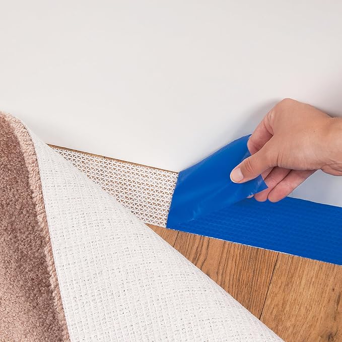ROBERTS 50-580 Roll of Indoor Traction Anti-Slip Gripper Rug Strip Tape for Small Rugs, 2-1/2” x 25 ft, Blue