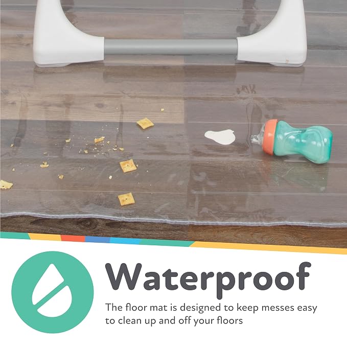 Nuby High Chair Square Floor Mat - Waterproof and Clear Floor Mat - Protects Floor from Spills and Messes - 49.5" x 49.5"