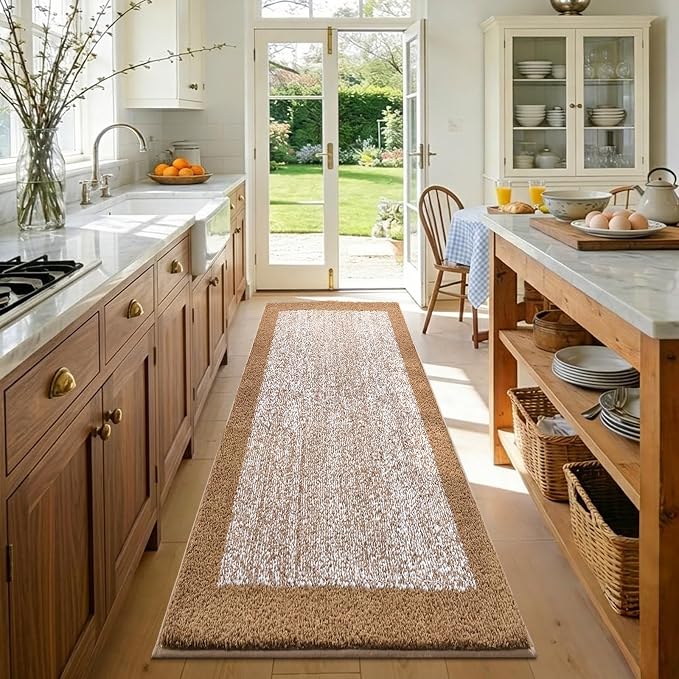 60x24 Long Bathroom Rugs Washable Non Slip, Coffee Bath Mat for Bathroom Floor Tub, Soft Absorbent Quick Dry Mats for Shower, Bathtub,Home Decor
