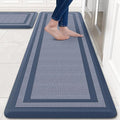KitchenClouds [2 PCS Kitchen Rugs Cushioned Anti-Fatigue Kitchen Mats for Floor Waterproof Kitchen Rug Set Non-Slip Comfort Standing Mat for Office, Sink, Laundry 17.3"×28"+17.3"×60",Blue