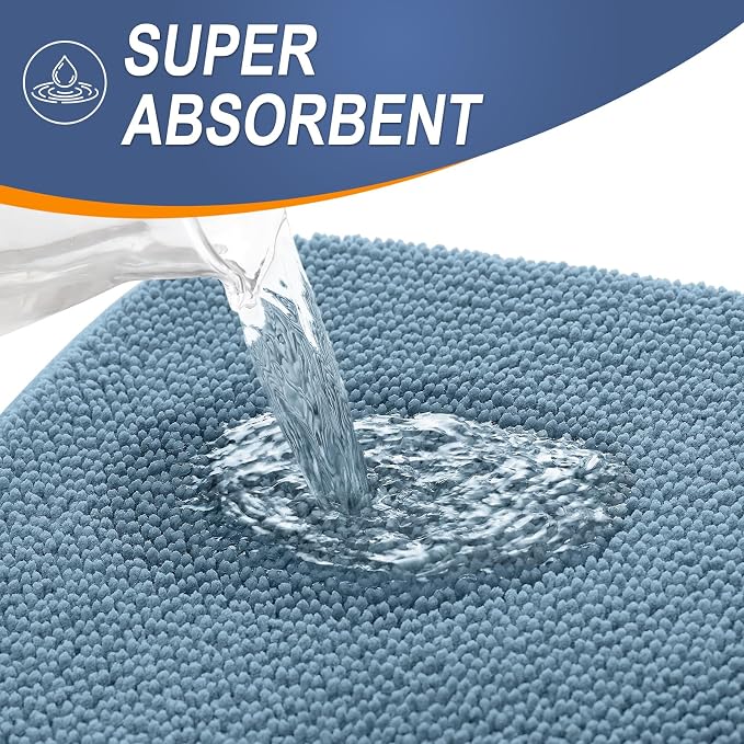 OLANLY Thick Memory Foam Large Bathroom Rugs 59x35, Extra Soft Absorbent Bath Rug, Quick Dry Bath Mat, Non-Slip, Machine Washable Mats for Bathroom, Tub and Shower, Home Decor Accessories, Airy Blue
