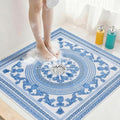 Square Shower Mat Non Slip: 27x27 Inch Extra Large Shower Mats with Drain Hole in Middle -Anti Slip Shower Mats for Inside Shower -Loofah Shower Floor Mat Bath Mat for Shower Stall Bathtub Elderly