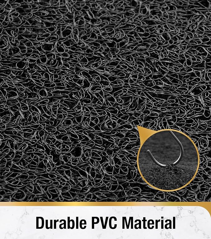 HITSLAM Shower Mat with Center Drain Hole, 24 x 16 Inch Non Slip Bath Mat for Textured Tub, Soft Loofah-Style Bathtub Mat Without Suction Cup, Quick Drying Stall Floor Mat, Bathroom Accessories, Black