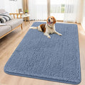 Smiry Dog Door Mat for Muddy Paws 59x35, Absorbent Dirt Trapper, Non-Slip Washable Chenille Entryway Rug for Inside Floor, Airy Blue, Classic Solid