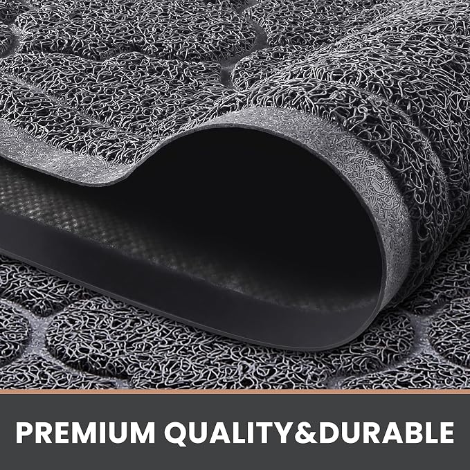 LuxStep Door Mat Large 17" x 30" Indoor Outdoor Doormat, Non-Slip Low-Profile Design Floor Mat, Durable Trap Dirt and Dust Front Door Welcome Mat for Entryway,Patio,Garage,High Traffic Areas, Grey