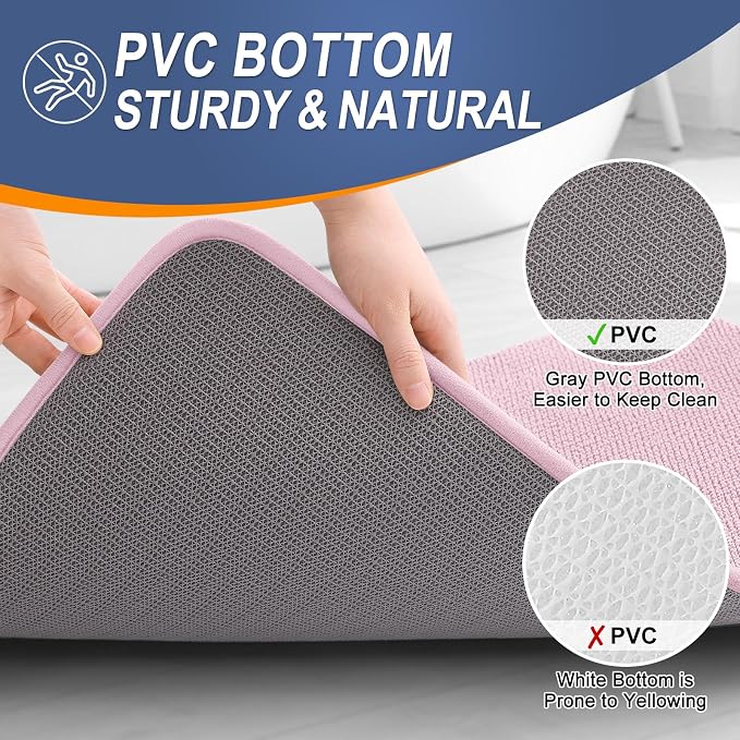 OLANLY Thick Memory Foam Bathroom Runner Rugs 44x24, Extra Soft Absorbent Long Bath Rug, Quick Dry, Non-Slip, Machine Washable Bath Mat for Bathroom, Tub and Shower, Home Decor Accessories, Dusty Rose