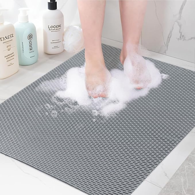 Square Shower Mat: 32"x32" Extra Large Non Slip Shower Mats for Inside Shower, Trimmable PVC Anti Slip Shower Stall Mats, Quick Dry Stand Up Shower Mat for Elderly, Kids
