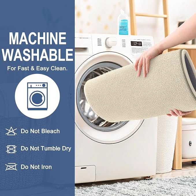 OLANLY Thick Memory Foam Bathroom Runner Rugs 70x24, Extra Soft Absorbent Long Bath Rug, Quick Dry Bath Mats, Non-Slip, Machine Washable Mat for Bathroom, Tub and Shower, Home Decor Accessories, Sand