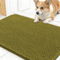 OLANLY Dog Door Mat for Muddy Paws 24x16, Absorbs Moisture and Dirt, Absorbent Non-Slip Washable Doormat, Quick Dry Chenille Mud Mat, Entry Indoor Entryway Carpet for Inside Floor, Willow Green