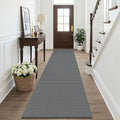 KOZYFLY Cotton Runners Rugs for Hallway 2.5'x10', Washable Runner Rug, Woven Non Slip Kitchen Runner, Braided Entryway Rug, Floor Carpet for Entry, Aisle, Hall, Grey/Dark Grey