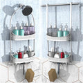Shower Caddy Hanging; Anti-Swing shower basket over Showerhead with Suction Cups; Never rust Bathroom Organizer, Multiple Hanging Modes Shelf with hooks,White
