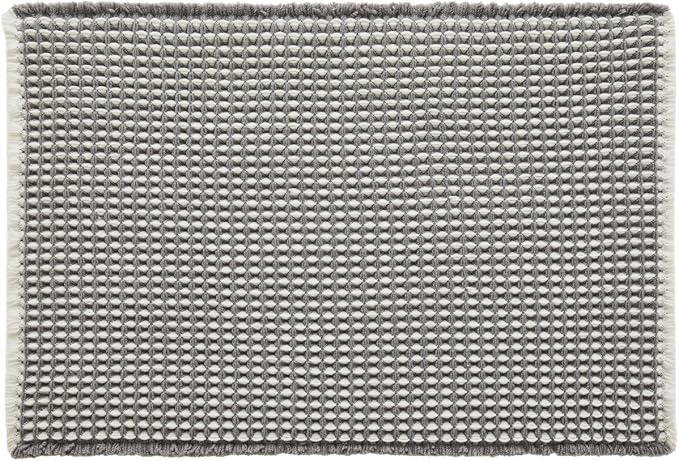 TYUU Waffle Bath Mat, Boho Bathroom Rugs Non Slip Washable Super Absorbent Quick Dry Bath Mat Farmhouse Bathroom Decor, 24"x16" Grey and White