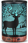 Essential Oil Diffuser 120ML Metal Aromatherapy Diffuser with Timer, Cool Mist Humidifier with Auto Shut-Off & 7 Color Lights for Home Office Spa (Forest Deer)