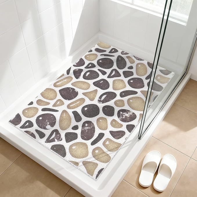 Shower Mat Non Slip: Anti Slip Shower Mats for Inside Shower, Soft PVC Loofah Shower Floor Mat, Extra Large Bath Mat for Shower, Tub, Bathroom, Floor, Kitchen, Home, Pool, Hotel, Quick Drying