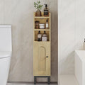 Hzuaneri Bathroom Storage Cabinet, Small Corner Floor Cabinet with Door and Shelves, Narrow Toilet Paper Holder, Bathroom Organizer with Adjustable Shelf, for Small Spaces, Yellow BC08202B