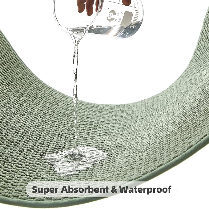 TYUU Large Bathroom Rugs Non Slip Washable Bath Rugs Super Absorbent Bathroom Rug Thin Quick Dry Low Pile Bath Mats, Sage Green 36"x60"