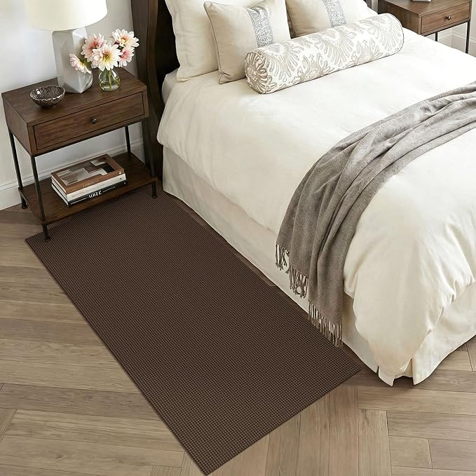 KOZYFLY 3x6 Washable Runner Rug, Non Slip Wide Runners for Hallway, Woven Large Entryway Runners, Braided Floor Carpet Runner for Entry, Kitchen, Bedside, Hall, Brown/Dark Brown