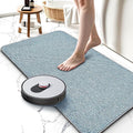 Upgraded Bath Mat 17x27Inch, Thin Bath Mats Rugs with Rubber Backing Non-Slip, Absorbent,Quick Dry Machine Washable, Home Decor Accessories Cozy Cloth Bathroom Rugs fit Under Door/Sink/Tub/Shower-Blue