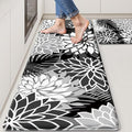 Arenarug Kitchen Mats for Floor 2 Piece Cushioned Anti Fatigue Kitchen Mats Waterproof Non Slip Kitchen Mat Rug Set Comfort Foam Standing Mat for Sink, Laundry, Office, Black White