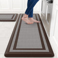 KitchenClouds [2 PCS Kitchen Rugs Cushioned Anti-Fatigue Kitchen Mats for Floor Waterproof Kitchen Rug Set Non-Slip Comfort Standing Mat for Office, Sink, Laundry 17.3"×29"+17.3"×47",Chocolate