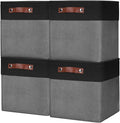 Bagnizer Collapsible Fabric Storage Cubes 11x11 Cube Storage Bins, 4 Pack Closet Baskets Box with Handles for Organizing, Shelf, Toys, Clothes, Home, Office, Nursery (Grey&Black)