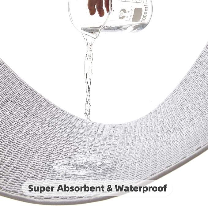 TYUU Toilet Rug, Thin Toilet Rugs U Shaped Washable Non Slip Absorbent Quick Dry Low Pile Toilet Mat, Light Grey 20"x24" U Shape