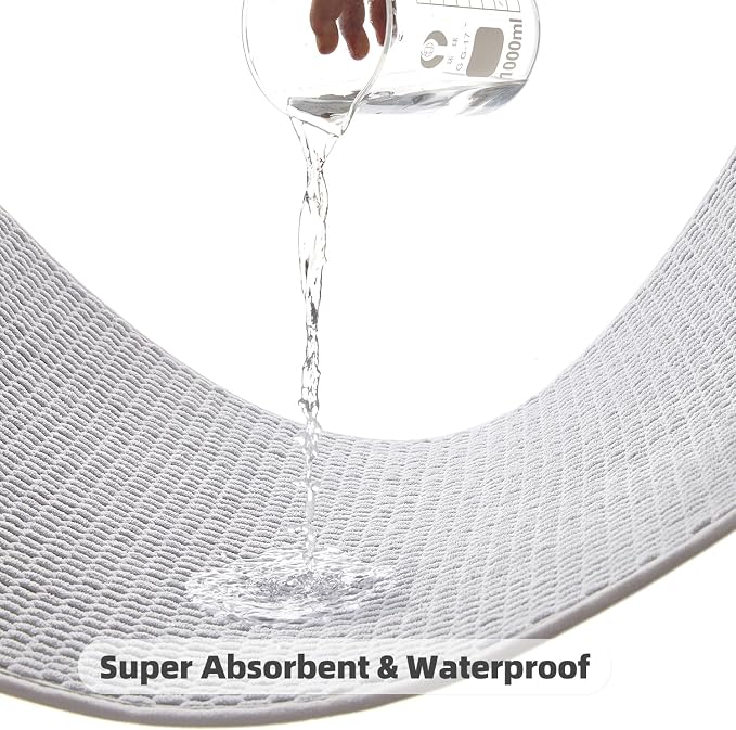 TYUU Large Bathroom Rugs Non Slip Washable Bath Rugs Super Absorbent Bathroom Rug Thin Quick Dry Low Pile Bath Mats, Light Grey 36"x60"