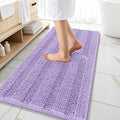 OLANLY Thick Bathroom Runner Rugs 47x20, Extra Absorbent Chenille Striped Bath Rugs, Rubber Backing, Machine Wash Dry, Long Bath Mats for Bathroom, Tub and Shower, Home Decor Accessories, Lavender