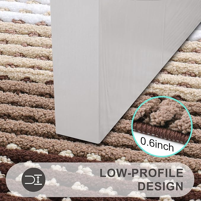 Kitinjoy Indoor Outdoor Door Mat, 36x24 Non-Slip Absorbent Dirt Trapper, Low-Profile Washable Inside Entrance Front Floor Mat, Sturdy Soft Entry Dotted Ombre Doormats for Entryway, Brown