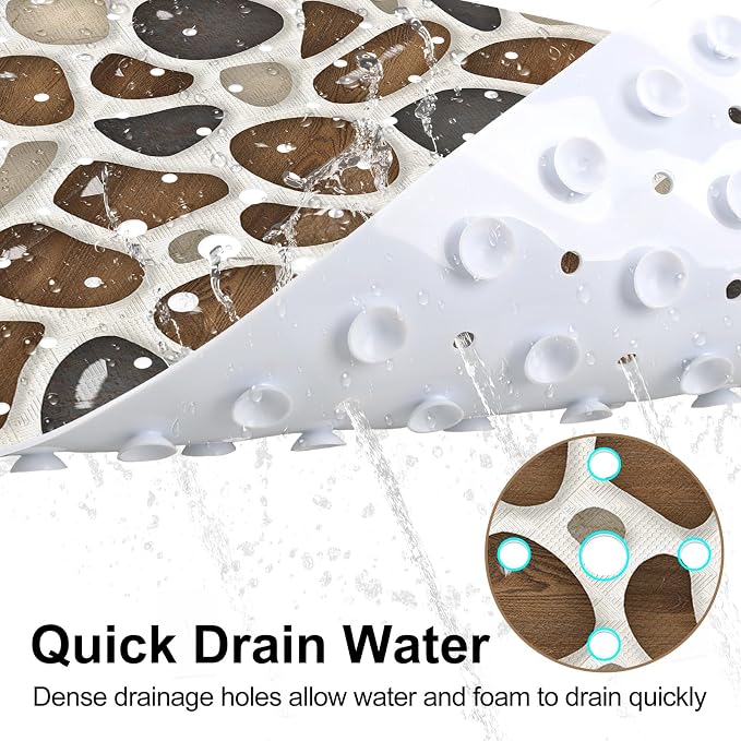 Square Shower Mat, 21x21 Inch Non Slip Shower Mats for Inside Shower Stall, Soft PVC Anti Slip Shower Mat with Sucion Cups, Machine Washable Bathroom Shower Floor Mat for Elderly Kids