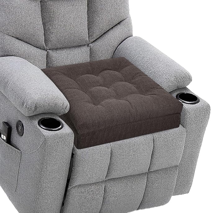 Recliner Cushions for Elderly, 20x20x4 Inch Thick Chair Cushion for Shorter Users Patent Design Soft Tufted Dual Layer Booster Seat Cushions for Seniors Recliner Risers Taupe 1P
