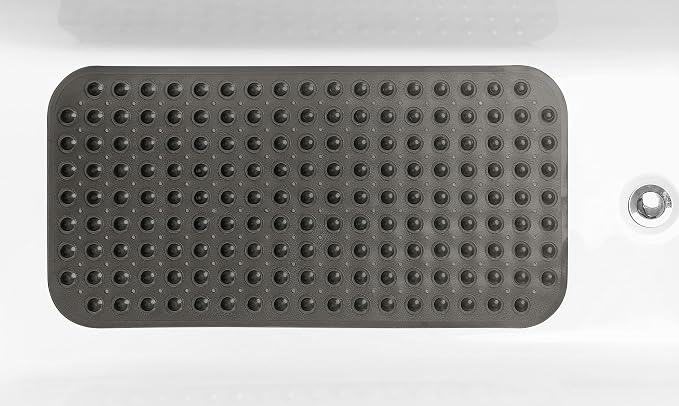 Large Non-Slip Bathtub & Shower Mat 31 inch x16 inch (Smooth/Non-Textured Tubs Only) Safe, Clean, Machine-Washable, Superior Grip&Drainage, Vinyl, Transparent Black, Medium