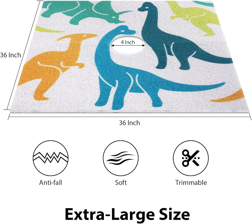 Extra Large Square Shower Mat, Yonala 36 x 36 Inch Stylish Non Slip Shower Mats for Inside Shower with Drain Hole in Middle, Soft Trimmable PVC Loofah Anti Slip Shower Mat, Quick Drying