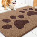Smiry Dog Door Mat for Muddy Paws, Absorbs Moisture and Dirt, Low-Profile Entryway Mat with Non-Slip Backing, Entry Indoor Outdoor Doormat for Inside Floor (36x24 Inches, Beige, Paw)