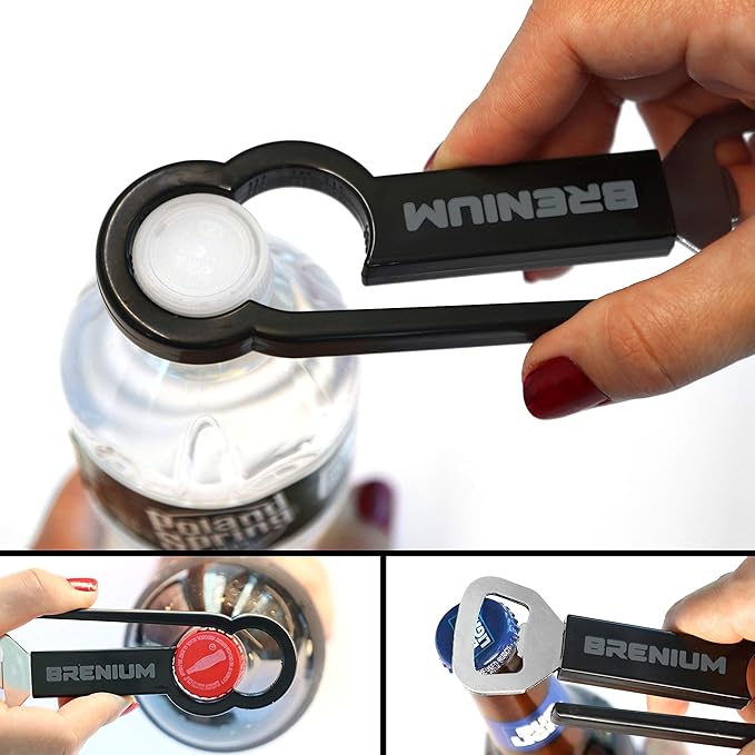Multifunctional Bottle and Can Opener, Plastic Water Bottle, Twist-Off, Pull Tab Soup, for Weak Hands, Seniors, Elderly, Rheumatoid Arthritis, Bottle Gripper, Ergonomic (Three Pack)