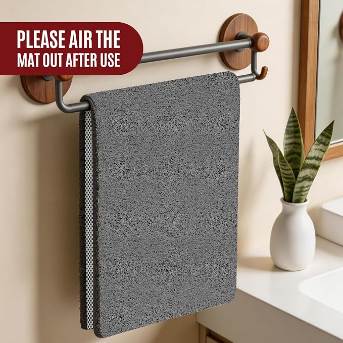 Joyhalo Shower Mat Bathtub Mat Non Slip, Bathmats Non Slip, Quick Drying Foot Scrubber Loofah Mats for Shower, Tub, Bathroom, Home, 47x16inch, Dark Grey
