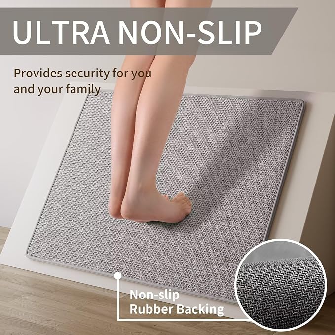 YDKGL Kitchen Rugs and Mats Non Skid Washable Set of 2 PCS, Absorbent Runner Rugs for Kitchen, Front of Sink, Kitchen Mats for Floor, Grey 17x30+17x59