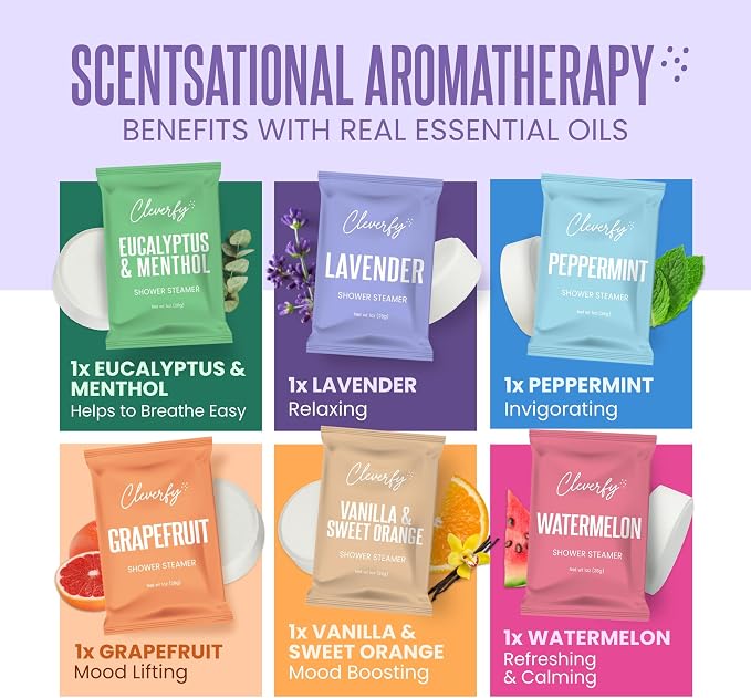 Cleverfy Shower Steamers Aromatherapy - Birthday Gifts for Women, Mom, Wife, Grandma, Her, Best Friend, Daughter, Sister, Teens & Girlfriend - 6 Tablets