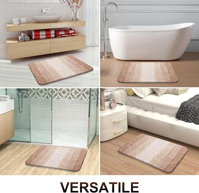OLANLY Bathroom Runner Rugs Mat 47x20, Extra Soft Absorbent Microfiber Bath Rugs, Rubber Backing, Quick Dry, Washable Long Bath Mats for Bathroom Floor, Tub and Shower, Home Decor Accessories, Beige