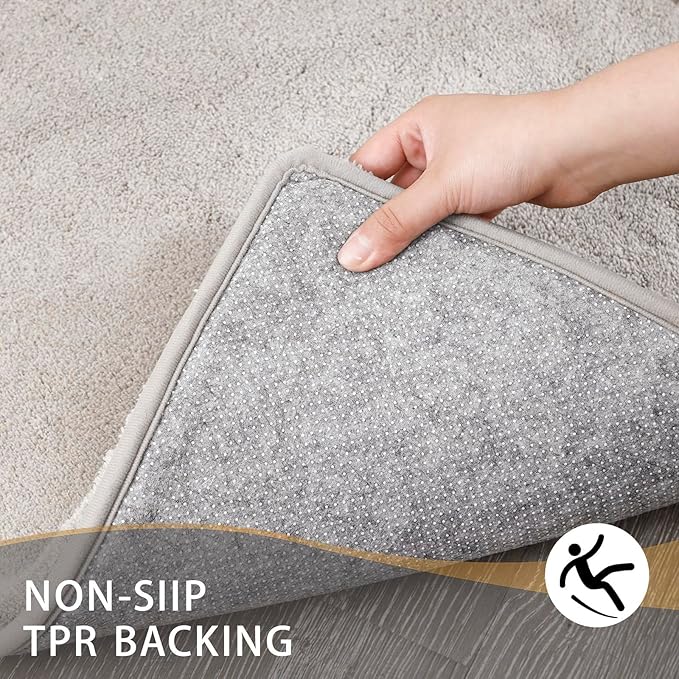 MINIDEAR Bathroom Rugs 47x20 Tan - Thick Memory Foam Bath Mat, Ultra Soft & Plush Fluffy, Non-Slip, Quick Dry, Absorbent Washable Floor Microfiber Mat for Tub, Home Decor Accessories
