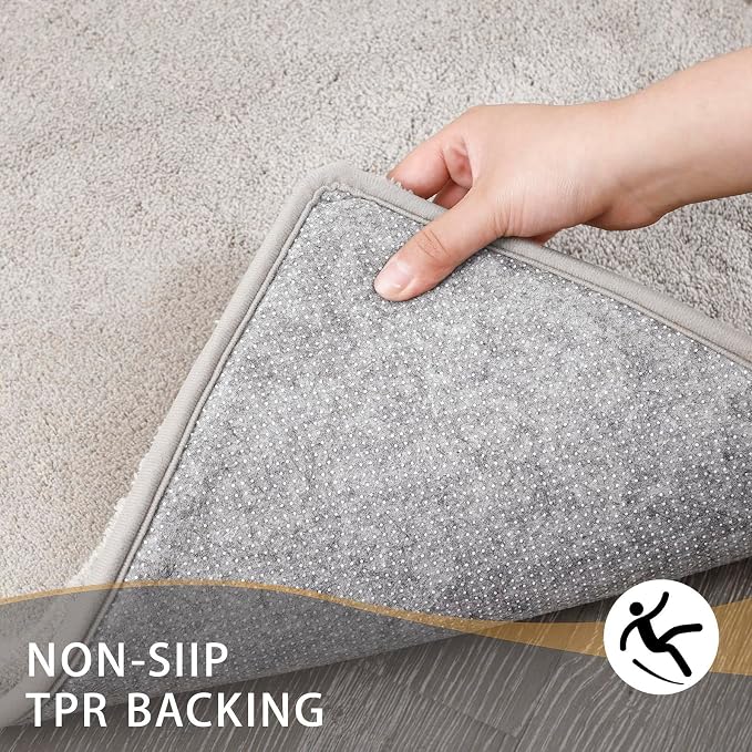 MINIDEAR Bathroom Rugs 47x17 Tan - Thick Memory Foam Bath Mat, Ultra Soft & Plush Fluffy, Non-Slip, Quick Dry, Absorbent Washable Floor Microfiber Mat for Tub, Home Decor Accessories