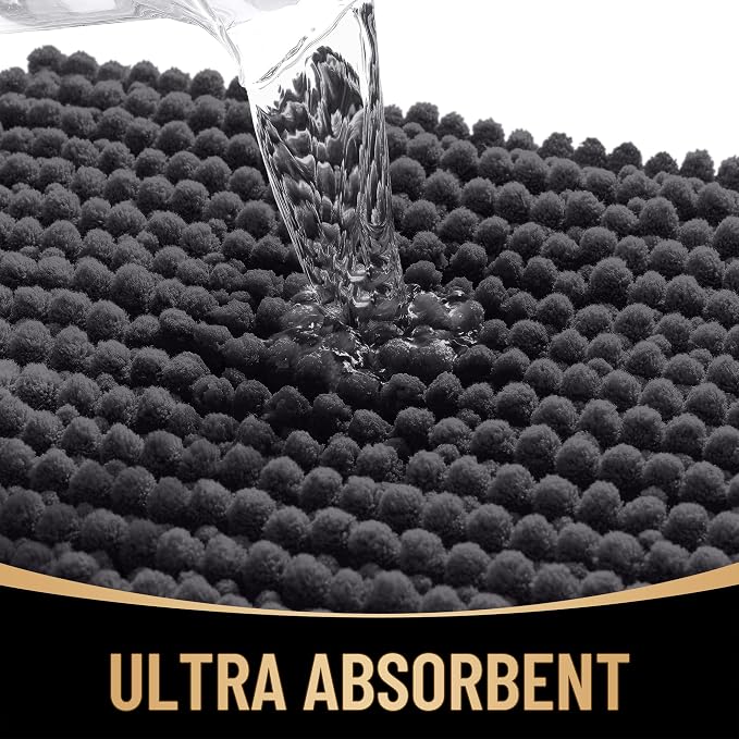 OLANLY Thick Bathroom Runner Rugs 59x24, Extra Soft Absorbent Chenille Bath Rugs, Rubber Backing, Machine Wash Dry, Long Bath Mats for Bathroom Floor, Tub and Shower, Home Decor Accessories, Dark Grey