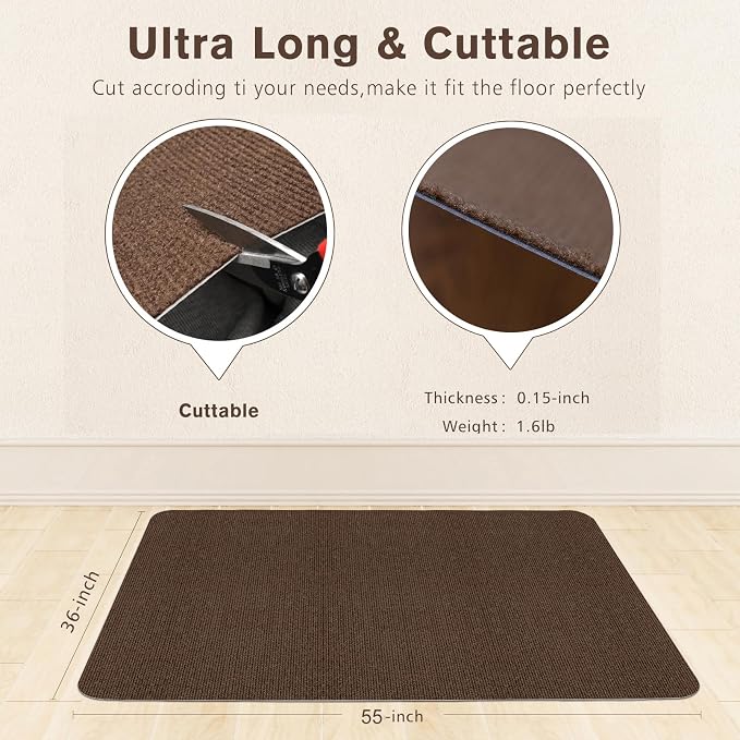 Sycoodeal Office Chair Mat for Hardwood Floor,Office Computer Gaming Chair Mat for Tile Floor,Large Floor Protector Rug,Anti-Slip,Easy to Clean,Coffee(55"x36")