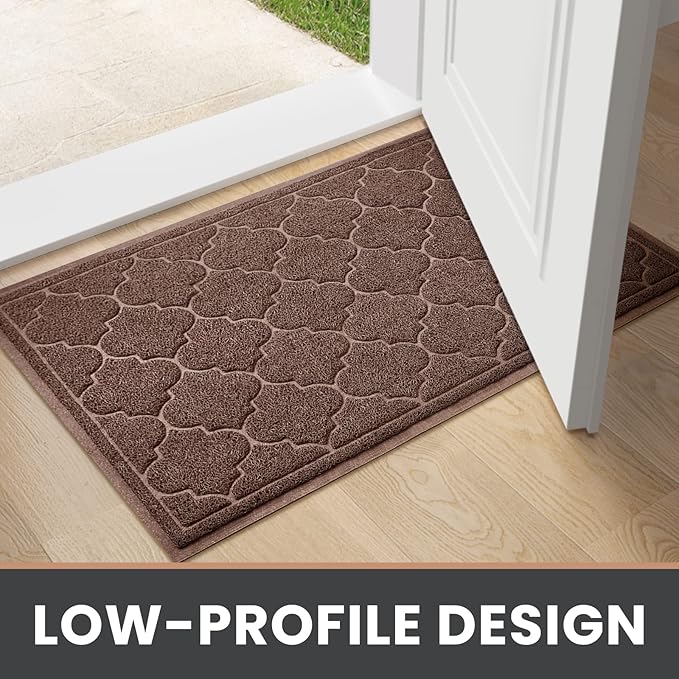 LuxStep Door Mat Large Indoor Outdoor Doormat, Non-Slip Low-Profile Design Front Door Welcome Mat for Entryway,Patio,Garage,High Traffic Areas,(Coffee, 17"x30")