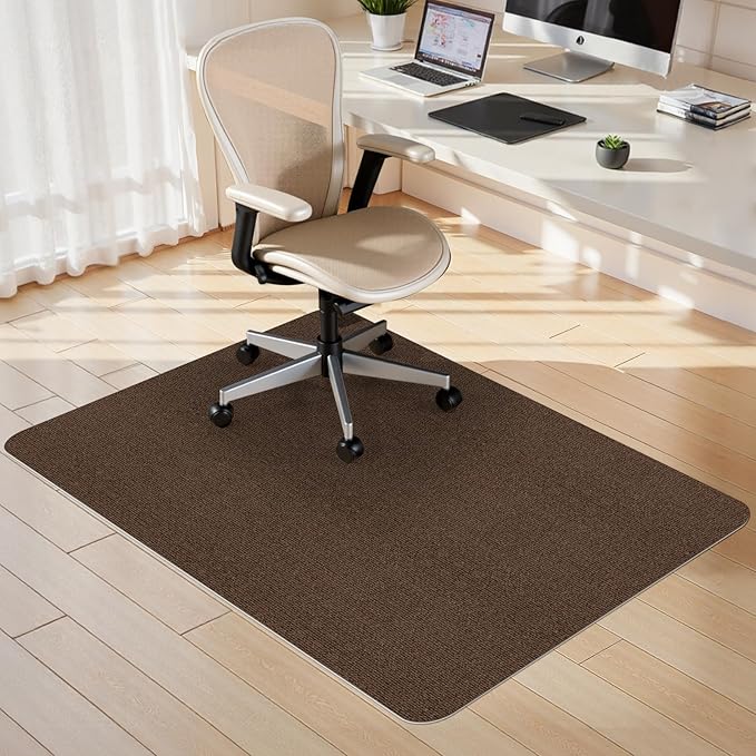 Sycoodeal Office Chair Mat for Hardwood Floor,Slip Resistant Floor Mat for Office Computer Gaming Chair,Heavy Duty Floor Protector for Rolling Chairs,Easy to Clean,Coffee(36"x48")