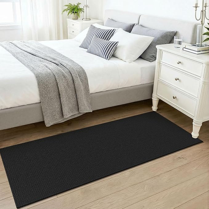 KOZYFLY Runners for Hallways 2x5 ft Washable Kitchen Runner Non Slip Rubber Backed Hall Runners Cotton Entryway Runner Rugs Floor Carpet for Indoor Backdoor Bedroom Kitchen, Black/Dark Grey