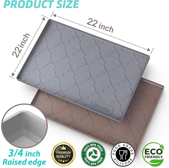 SIKADEER 22" x 22" Under Sink Mat Waterproof, Silicone Mat Kitchen Drawer Shelf and Cabinet Liner, Sink Protector for Kitchen Organizers and Storage, Boot Tray Pet Food Mats