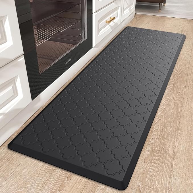 Kitchen Mats for Floor - Anti Fatigue Mats for Kitchen Floor - Non Slip Cushioned Rugs for Standing, Office, Sink, Laundry, Black