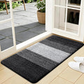Kitinjoy Indoor Outdoor Door Mat, 40x24 Non-Slip Absorbent Dirt Trapper, Low-Profile Washable Inside Entrance Front Floor Mat, Sturdy Soft Entry Doormats for Entryway, Black