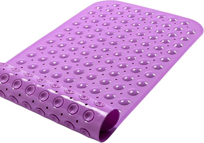 Large Non-Slip Bathtub & Shower Mat 31 inch x16 inch (Smooth/Non-Textured Tubs Only) Safe, Clean, Machine-Washable, Superior Grip&Drainage, Vinyl, Opaque Purple, Medium